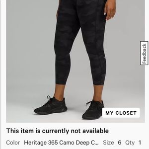 Lululemon black camo fast and free size 6